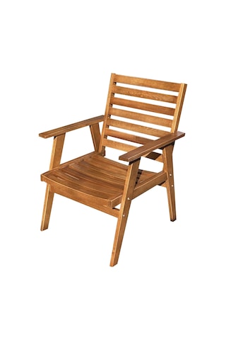 Heybeli Ahşap Bahçe Balkon Sandalyesi Düğmeli Minderli Ahşap