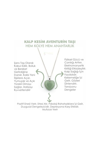 Mystic Energy Doğal Taş Aventurin Taşi Hem Kolye Hem Anahtarlık Gümüş