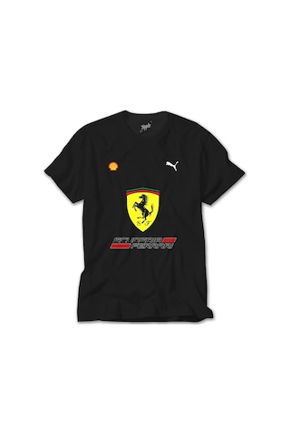 F1 Ferrari Siyah Tişört Siyah