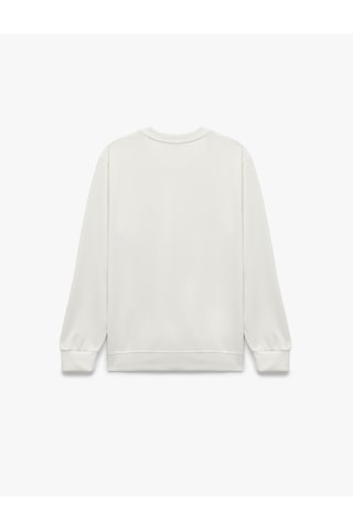 Koton Uzun Kollu Viskon Karışımlı Scuba Kumaş Bisiklet Yaka Basic Sweatshirt Ekru 7wam70299mk