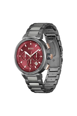 Hugo Boss HB1514000 Çelik Gri Kırmızı Kadran 44 mm Erkek Kol Saati