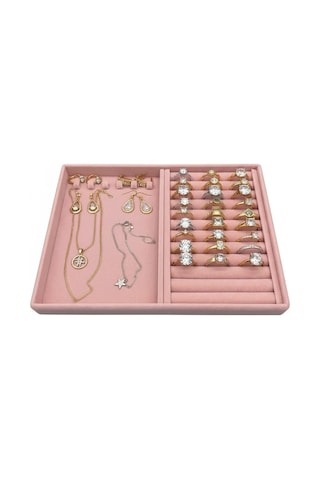 Rio Model Süet Kumaş Pembe Renk 24/34 Cm Tırnaklı-sosisli Takı Sergileme Standı