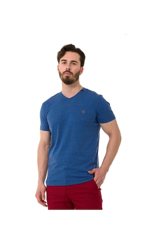 Cipo & Baxx Erkek Basic Günlük Rahat Kalıp V Yaka T-shirt - Ct773 Mavi