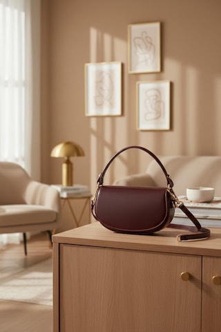 Vellabags Bordo Mini Kadın El & Omuz Çantası Retro Baguette Stil Şık Tasarım