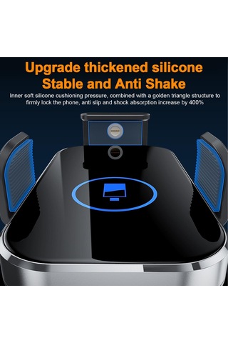 Araba Montajlı Telefon Tutucu Kablosuz Şarj Cihazı Hızlı Şarj Havalandırma Araç Şarj Tutucu Tek Dokunuş GÜMÜŞ