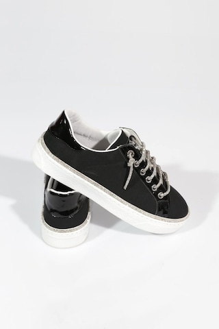 Dgn 2475 Kadin Taş İp Bağcikli Sneaker Ayakkabi Siyah Nubuk