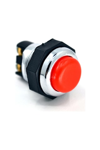 22mm Yaylı Metal Buton Anahtar Kırmızı Vidalı