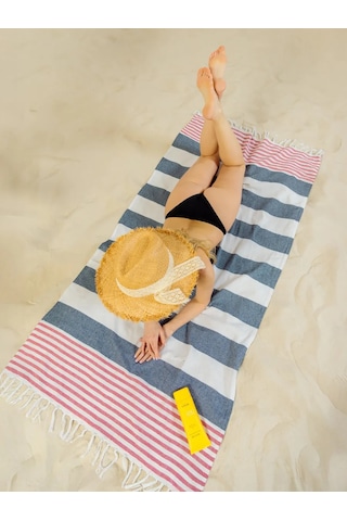 Gang Büyük Plaj Havlusu 90x180 Cm Pamuk Hint 391927931 Bej