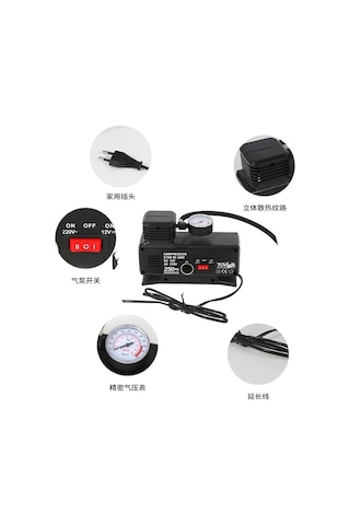 220v Ile 12v Oto Elektriği Çalışan Hava Lastik Şişirme Kompresörü 250 Psı Çok Amaçlı Yol Yardımı 1