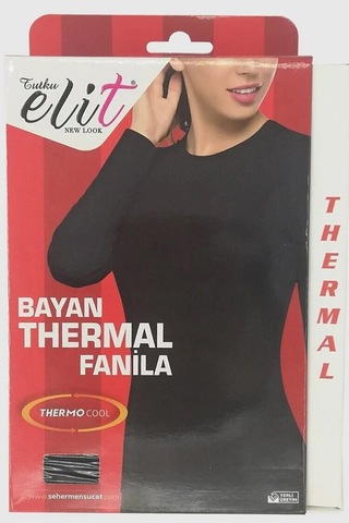 Tutku Elit Kadın Termal Bisiklet Yaka Fanila Ve Uzun Alt İçlik Tayt Set 2705 /2706- 1 Set Siyah