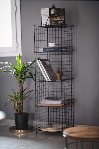 DEKORATİF 5 RAFLI METAL TEL KİTAPLIK PORTATİF DOLAP ÜNİTE