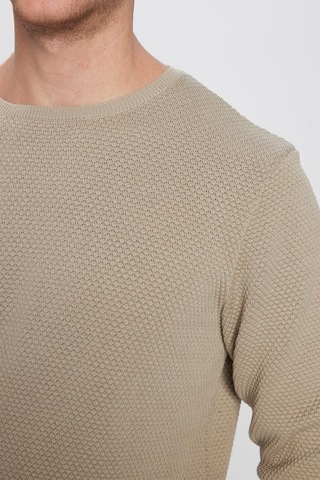 Tudors Erkek Standart Fit Normal Kesim Bisiklet Yaka Petek Desenli Erkek Standart Fit Normal Kesim Kazak-32479 Yeşil