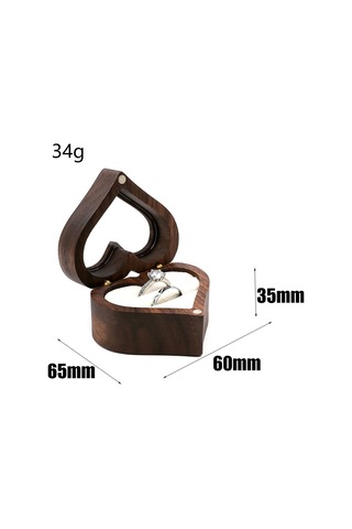 Kangvka Kahverengi Ahşap Kalp Kutu, Beyaz Kadife İç, İki Yerinli Yüzük Kutusu, Hediye Veya Kişisel Depolama, Rb513-c2 Çok Renkli