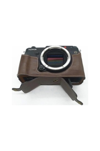 Pazly Fujifilm Gfx50r İçin Pu Deri Yarım Gövde Kılıf, Pil Açma Tasarımlı Kapak - Kahverengi