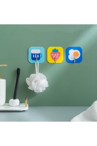 9 Adet Mutfak Ve Banyo İçin Karikatür Yapıştırıcı Kancalar - Loofahlar, Havlu Ve Bornozlar İçin Matkap Duvar Askıları Yok Çok Renkli