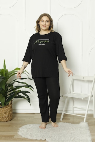 Fames Pijama Büyük Beden Mevsimlik Pijama Takimi Siyah