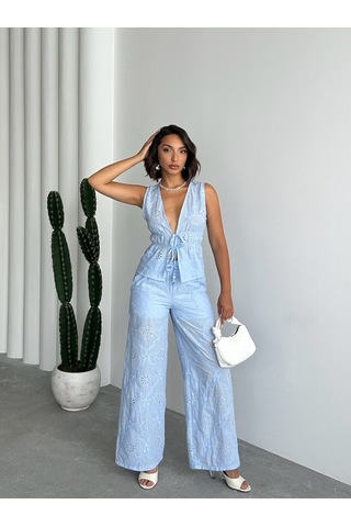 Verymoda Nakışlı Pantolon D2876 Mavi