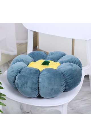 Youmex Mavi Puf Kürdan Yastık - 38 Cm Çaplı Yumuşak Peluş Minder, Ofis/okul/koltuk/car Kullanıma Uygun, Dinlenme Ve Konfor Amacıyla Diğer