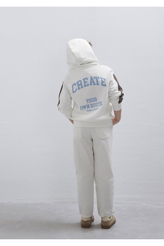 Mavi - Baskılı Kapüşonlu Ekru Sweatshirt 6s10165-70057 Ekru