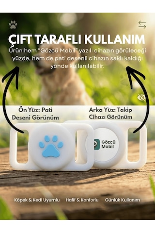 Gözcü Mobil Kedi Köpek Takip Cihazı Android Ios Uyumlu Pet Evcil Hayvan Tasması Sim Kartsız Akıllı Takip Cihazı Beyaz