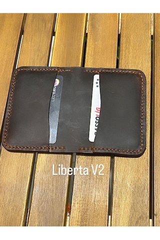Parla Leather Liberta V2 El Yapımı Hakiki Deri Kart Cüzdan Taba