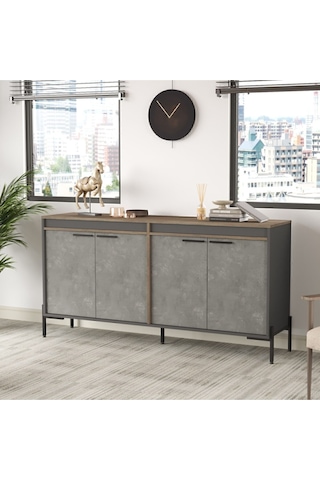 Navaris E Ofis Konsol Klasör Dolabı Metal Ayaklı Kahve-beton-antrasit Nav5-cga Antrasit