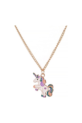 Chavin Unicorn Mineli Simli Çocuk Kolye Eh73 Beyaz
