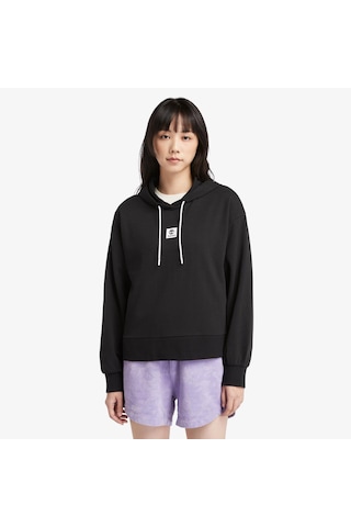 Timberland Aop Polar 1/4 Fleece Kadın Siyah Hoodie Düz Tb0a5sx20011 Siyah