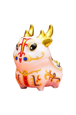 Homyl Porselen Çin Yılı Ejderha Figürleri Teneke Kutu Beyaz Beyaz