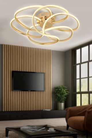 Samyeli Gold Kumandalı Ve Dimerli Beyaz, Sarı, Gün Işığı Ledli Plafonyer Avize Sb-ld-511 Gold