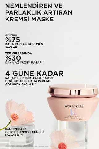 Gloss Absolu Kalın Telli Ve Elektriklenmeye Eğilimli Saçlar Için Nemlendiren Maske 200ml