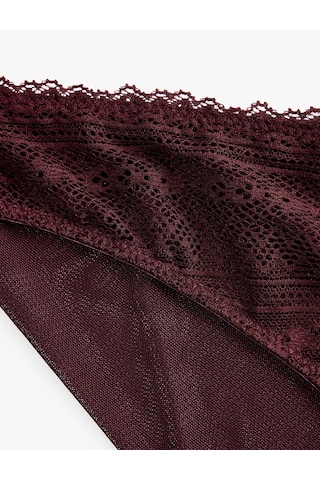 Koton Normal Bel Rahat Kalıp Dantel Detaylı Brief Külot Bordo 7wlk30065mk