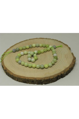 Peridot (Zebercet) Taşı Yeşil-Beyaz Alacalı YARIM Dizi 8mm (23115) (18cm uzunluğundadır)