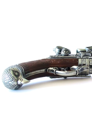 Denix Dekoratif Replika Revolving 3 Barrel Flintlock Pistol