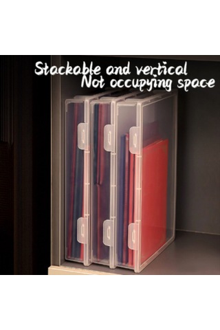 Leasetake Plastik Dosya Düzenleyici Şeffaf Kare Saklama Kutusu A4 Saklama Kutusu Dosya Saklama Kutusu M Beyaz