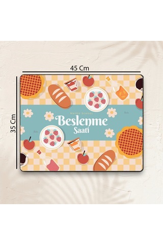 Matgo School Beslenme Saati Çilekli Sıvı Geçirmez Beslenme Matı Kaymaz Yıkanabilir Okul Yemek Pad 35