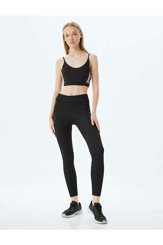 Koton Basic Spor Tayt Yüksek Bel Skinny Fit İnterlok Siyah 5wak40163nk