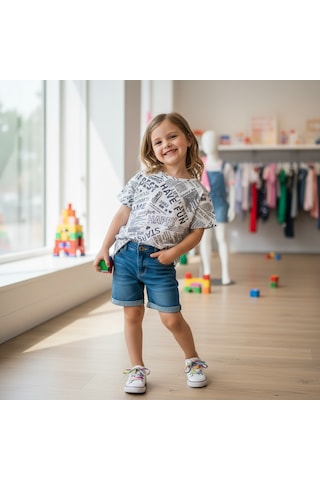 Bonbon Çocuk Beyaz Baskılı Tshirt Cb1023