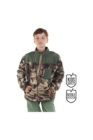 Denokids Haki Erkek Çocuk Peluş Mont Renkli