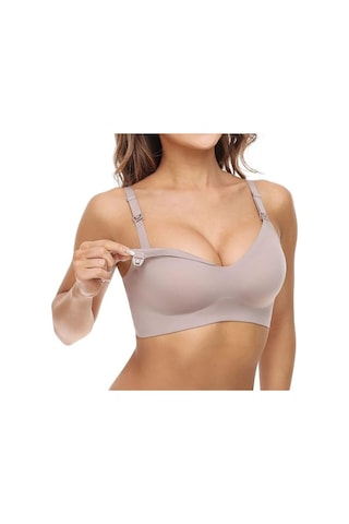 Momcozy Dikişsiz Emzirme Sütyeni, Kablosuz, Pedli, Yumuşak Ve Rahat Bralet Gri