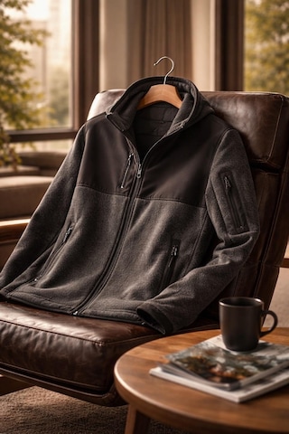 Vatan Tekstil Slim Fit Erkek Tam Fermuarlı Dik Yaka 4 Cepli Polar Softshell Garnili Gri