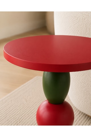 Bubble Ahşap Yan Sehpa 55cm Kırmızı Yeşil Mavi Renkli Modern Tasarım Dekoratif Kırmızı - Mavi - Yeşil