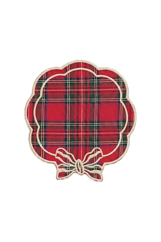 Tartan Rouge Bow Kokteyl Peçetesi