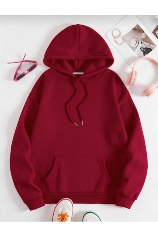 Kozia Outdoors Bordo Kapşonlu Oversize Unisex Swetshirt Bordo Kozia Outdoors Bordo Kapşonlu Oversize Unisex Swetshirt Bordo