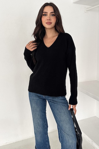 Noa & Noa Kadın V Yaka Triko Kazak Cozy Neutral Siyah