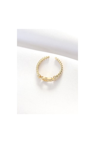 Kemer Tokası Tasarımlı Gold Renk Zirkon Taşlı Ayarlanabilir Yüzük - Tj-byk3099 Gold