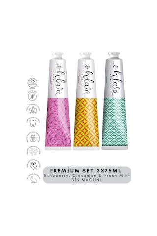 Ohlala Raspberry, Cinnamon & Fresh Mint Premium Set 3 X 75 Ml Diş Macunu