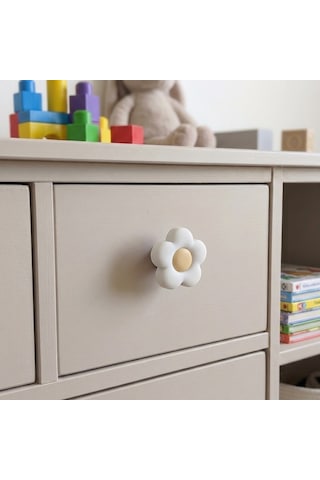 Çocuk Odası Mobilya Kulp Dolap Düğme Gül No:43 Beyaz - Sarı