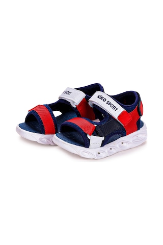 Kiko Kids 103 Işıklı Erkek Çocuk Cırtlı Sandalet Ayakkabı Lacivert - Kırmızı Lacivert - Kırmızı