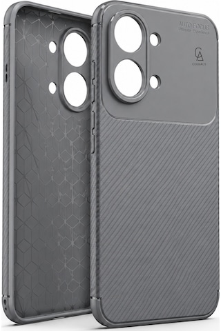 Xiaomi Poco X8 Pro Max Uyumlu Kılıf Karbon Tasarım Kamera Korumalı Silikon Telefon Kılıfı Kapak Gri